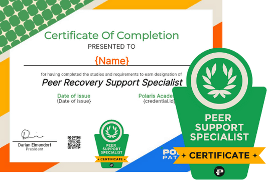 Sample Here Tomorrow Certified Recovery Peer Specialist certificate of completion.